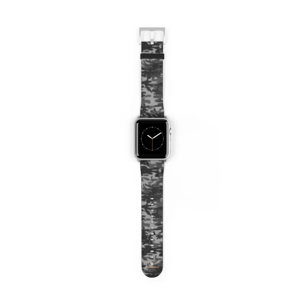 Dark Grey Camo Camouflage Print 38mm/42mm Watch Band For Apple Watch- Made in USA