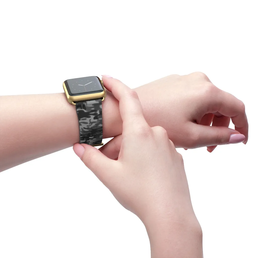 Dark Grey Camo Camouflage Print 38mm/42mm Watch Band For Apple Watch- Made in USA