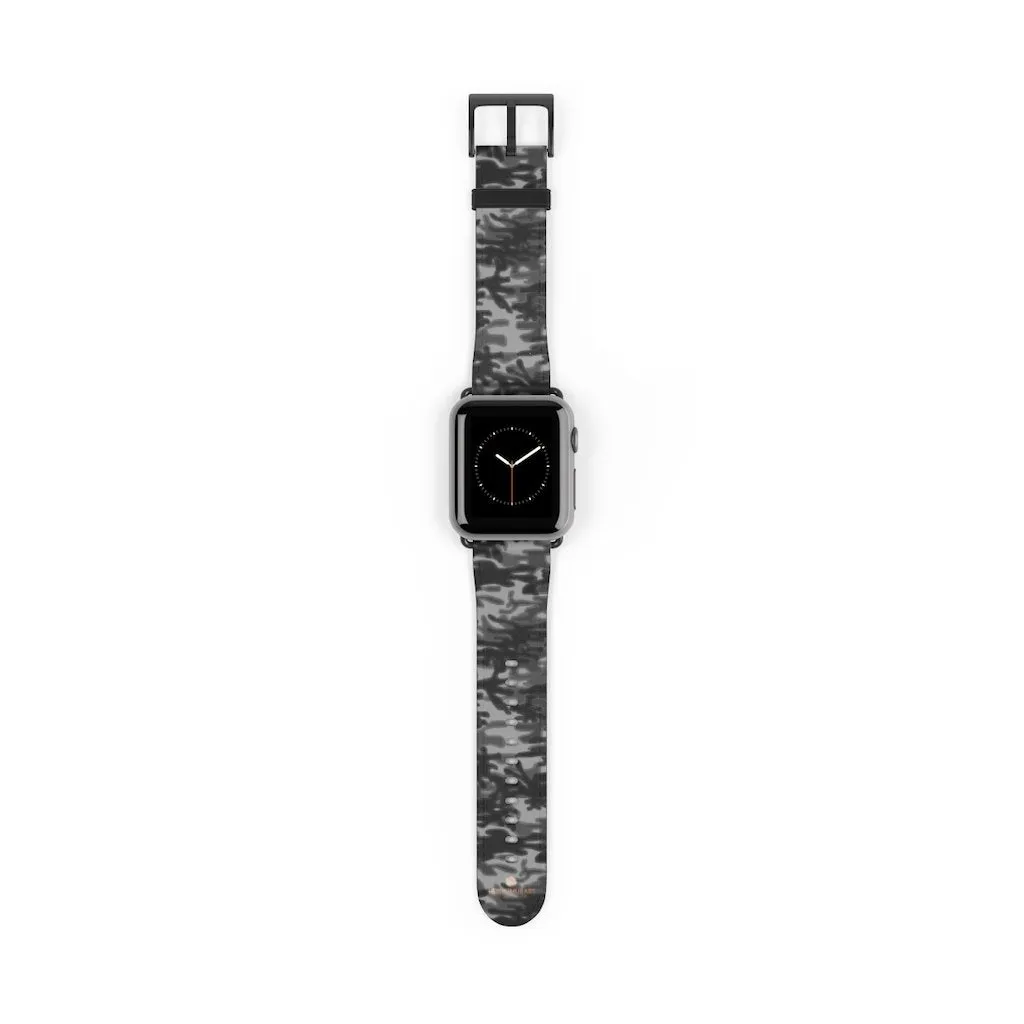 Dark Grey Camo Camouflage Print 38mm/42mm Watch Band For Apple Watch- Made in USA