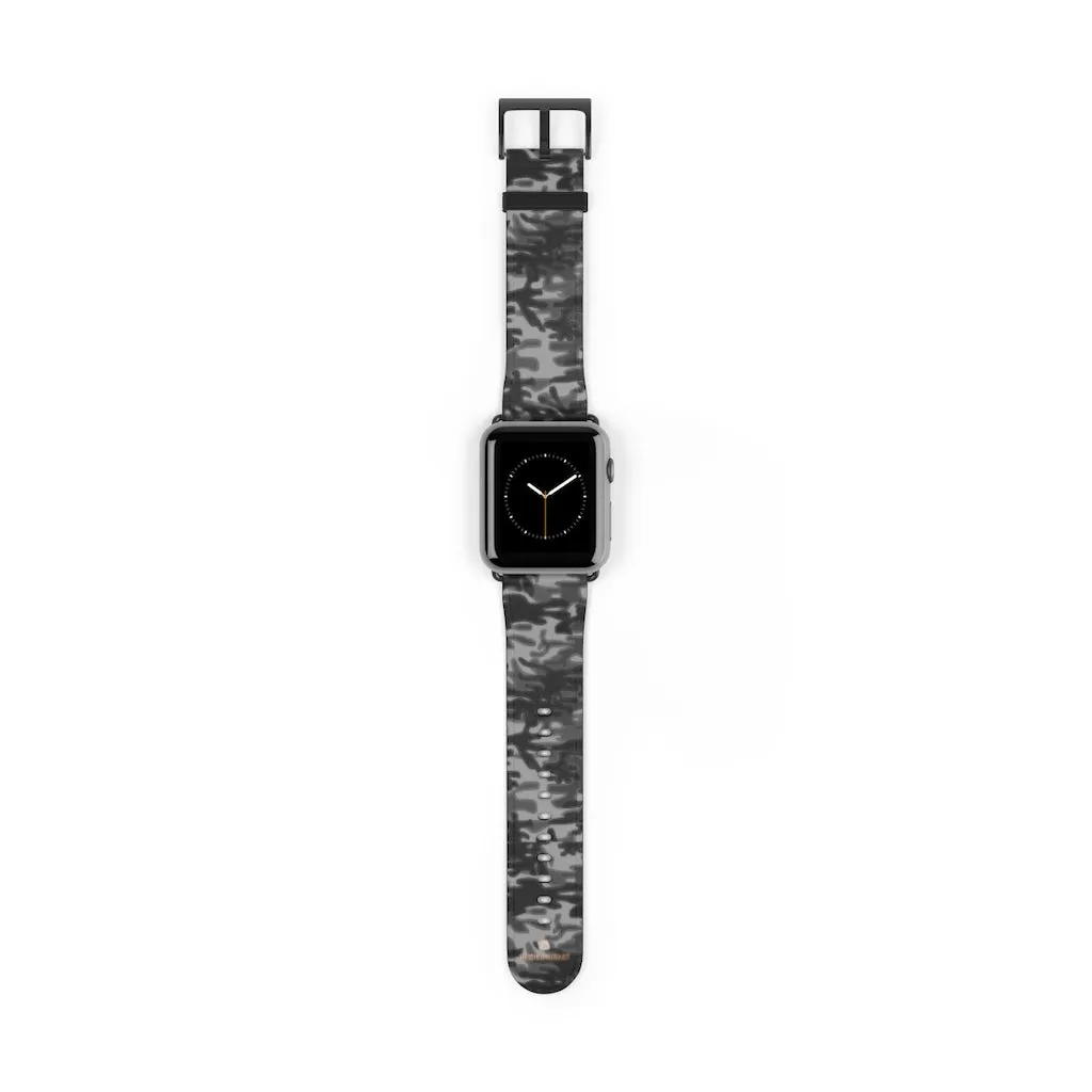 Dark Grey Camo Camouflage Print 38mm/42mm Watch Band For Apple Watch- Made in USA