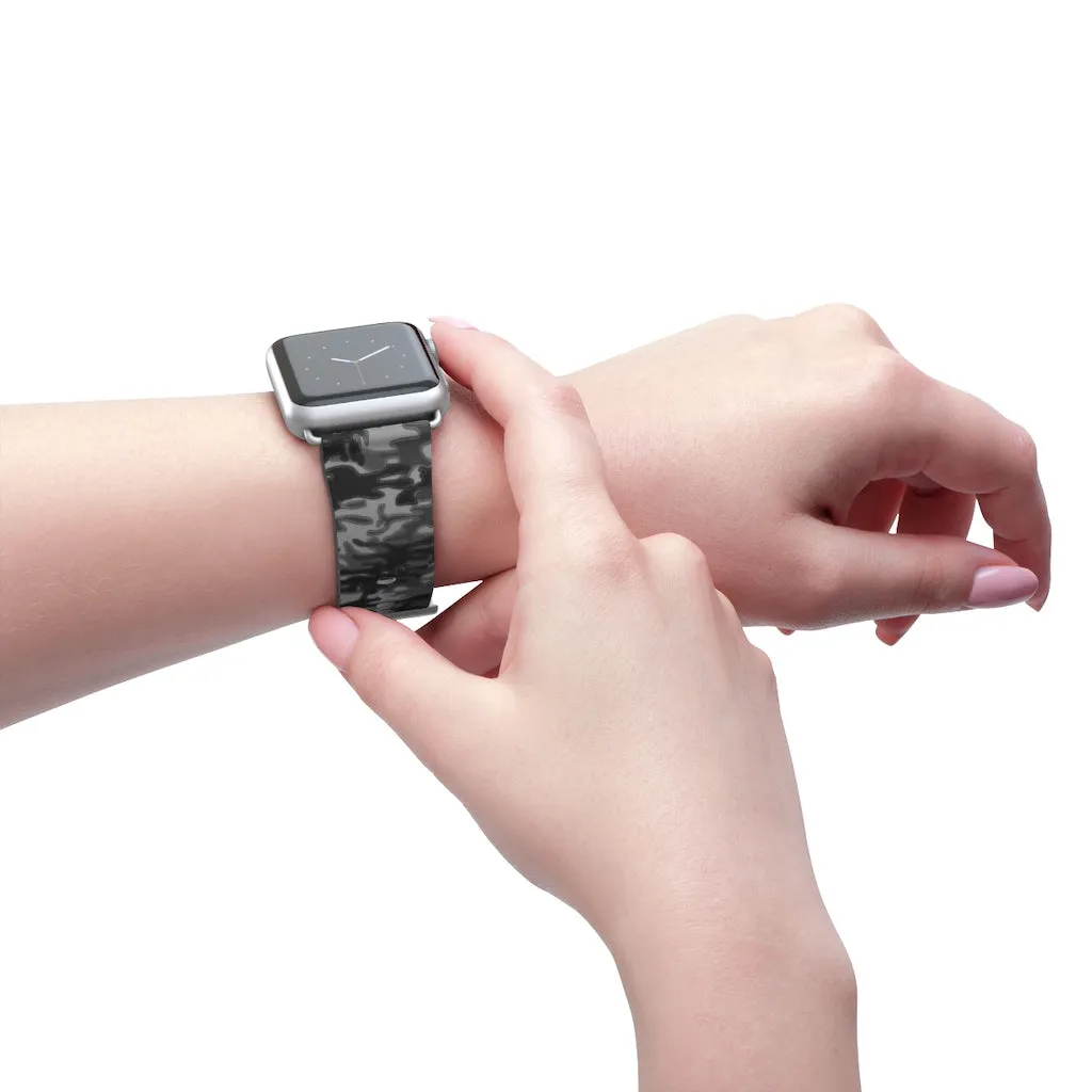 Dark Grey Camo Camouflage Print 38mm/42mm Watch Band For Apple Watch- Made in USA