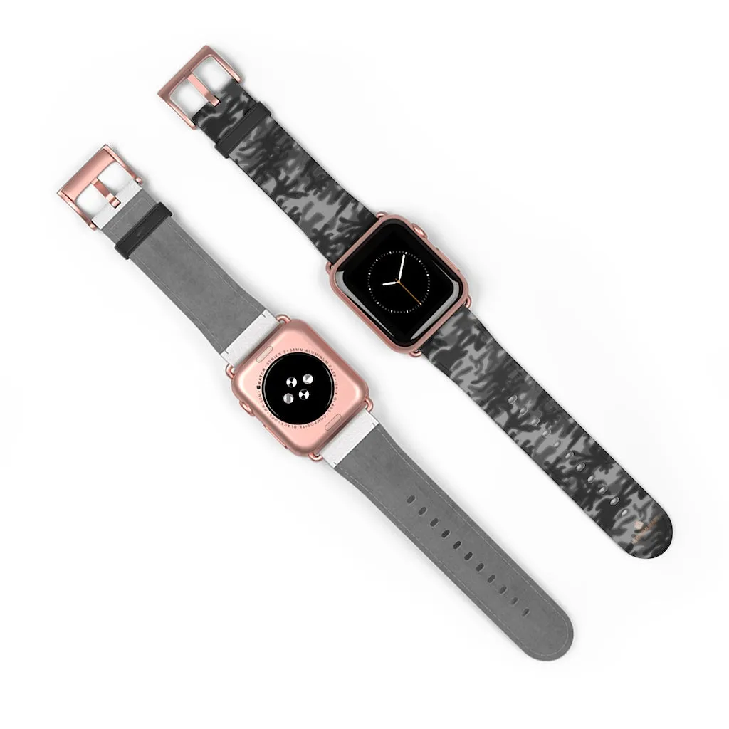 Dark Grey Camo Camouflage Print 38mm/42mm Watch Band For Apple Watch- Made in USA
