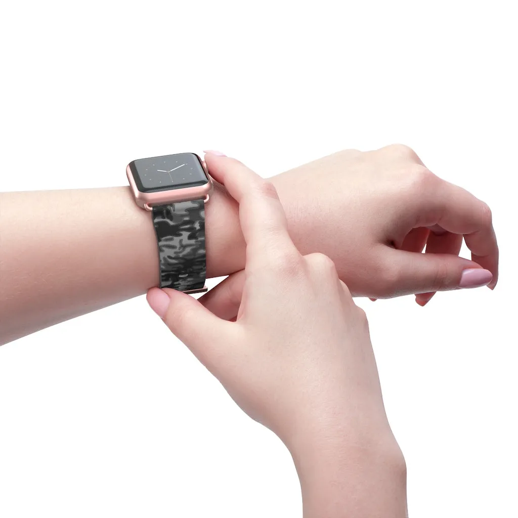 Dark Grey Camo Camouflage Print 38mm/42mm Watch Band For Apple Watch- Made in USA