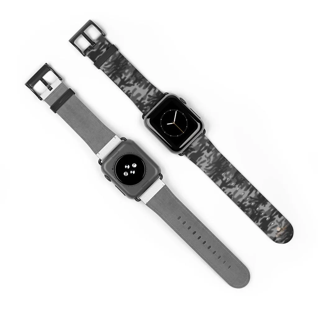 Dark Grey Camo Camouflage Print 38mm/42mm Watch Band For Apple Watch- Made in USA