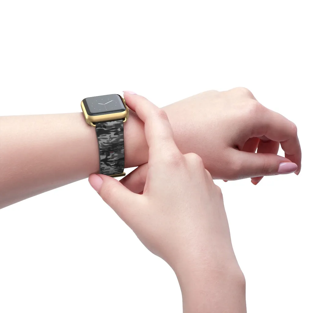 Dark Grey Camo Camouflage Print 38mm/42mm Watch Band For Apple Watch- Made in USA