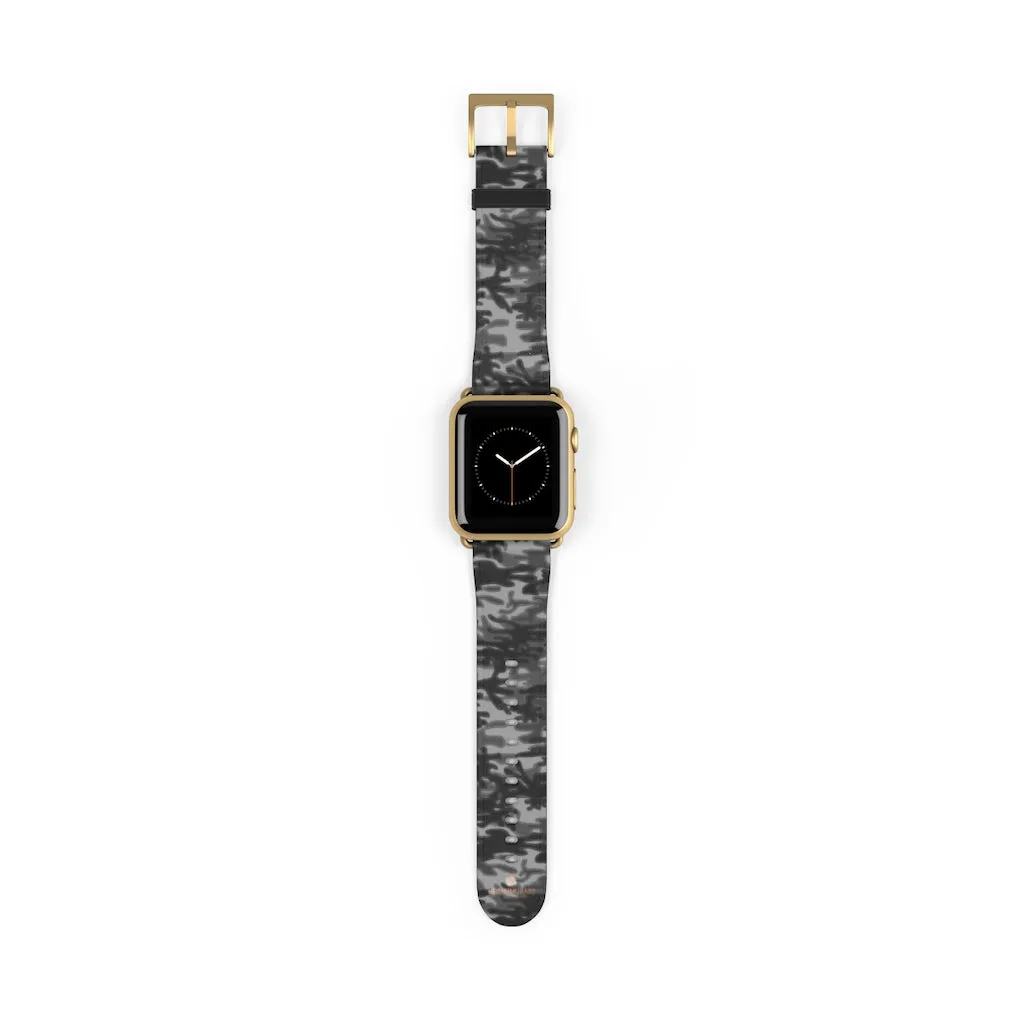 Dark Grey Camo Camouflage Print 38mm/42mm Watch Band For Apple Watch- Made in USA
