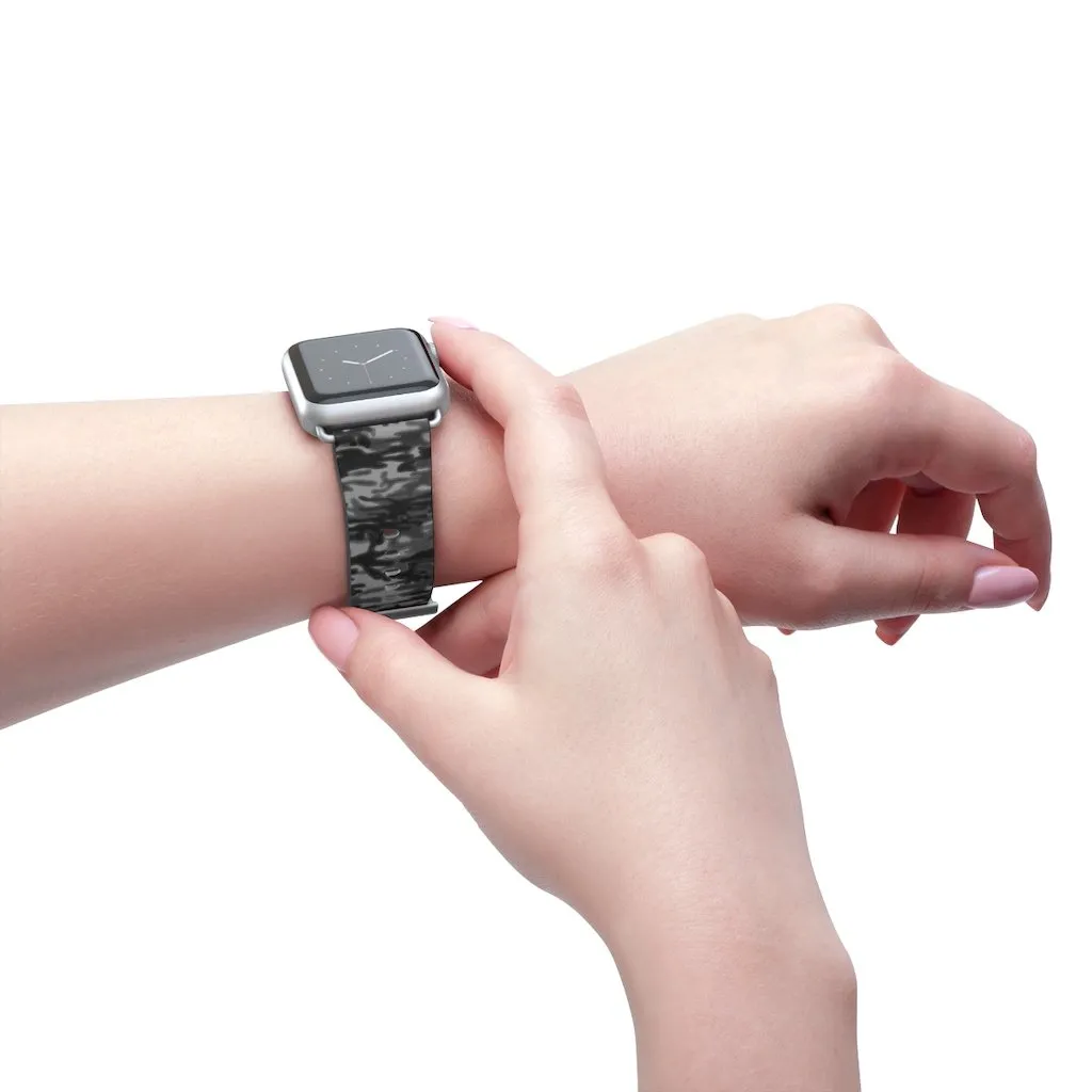 Dark Grey Camo Camouflage Print 38mm/42mm Watch Band For Apple Watch- Made in USA