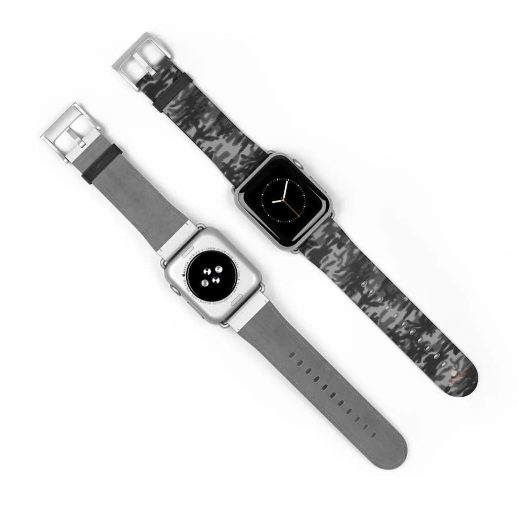 Dark Grey Camo Camouflage Print 38mm/42mm Watch Band For Apple Watch- Made in USA