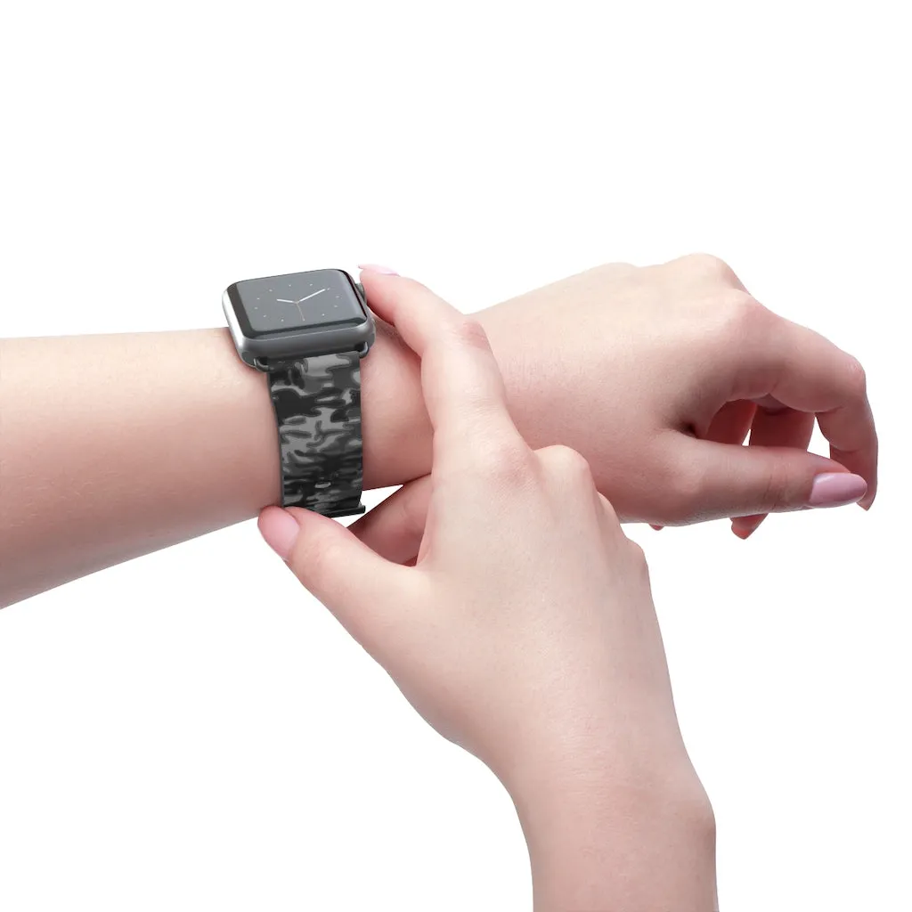 Dark Grey Camo Camouflage Print 38mm/42mm Watch Band For Apple Watch- Made in USA