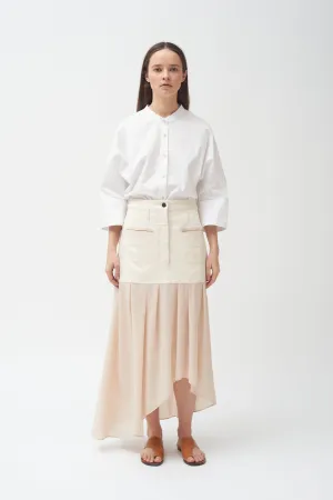 Denim Combo Natural Asymmetric Skirt- BEST SELLER