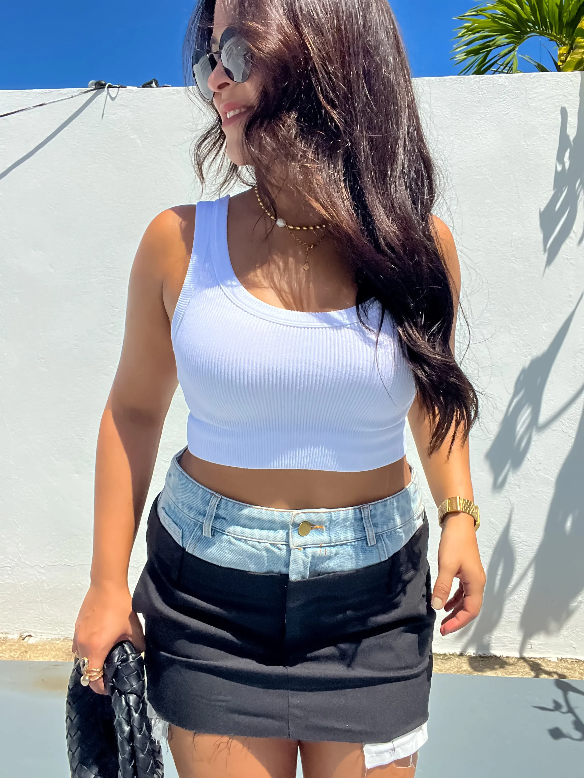 Denim Contrast Skirt