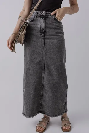 Denim High Waist Long Skirt