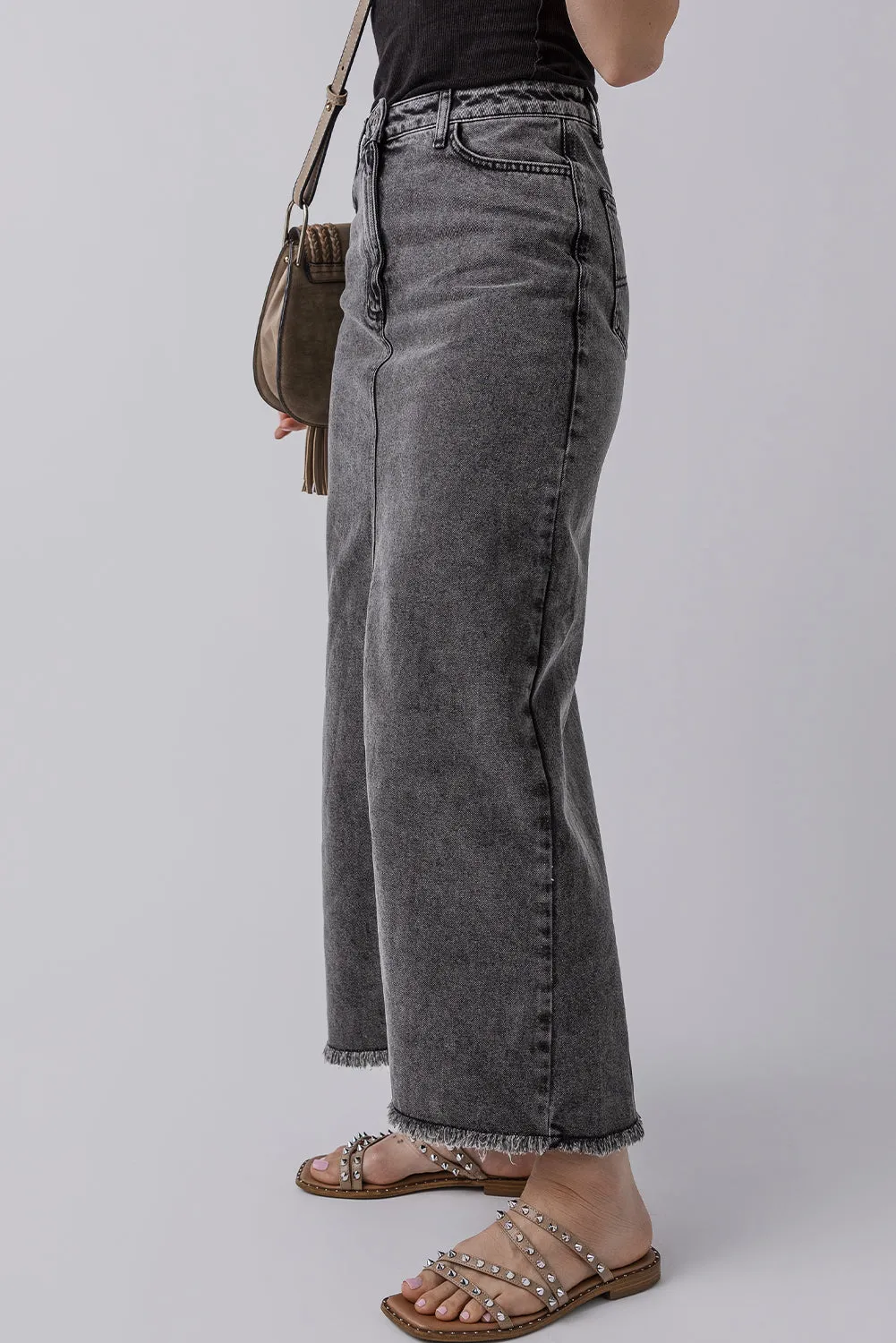 Denim High Waist Long Skirt