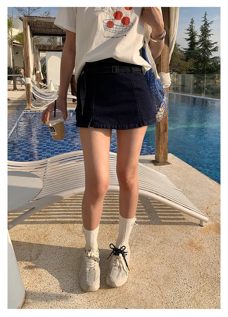 Denim short skirts