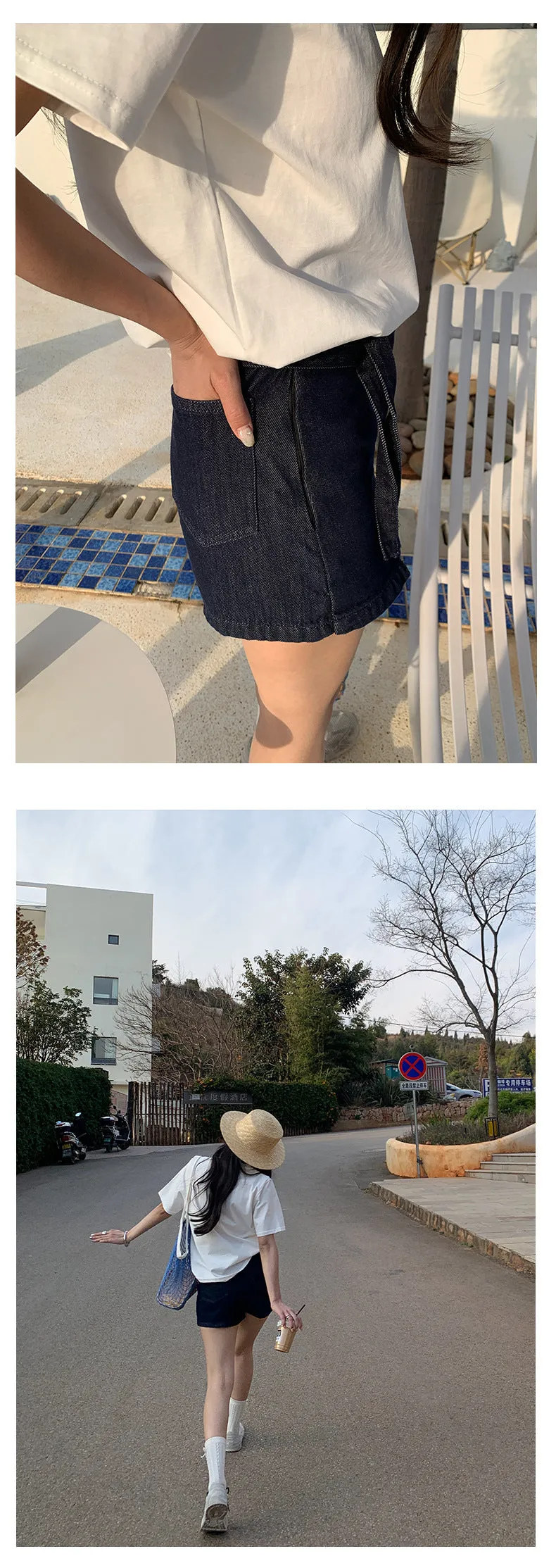 Denim short skirts