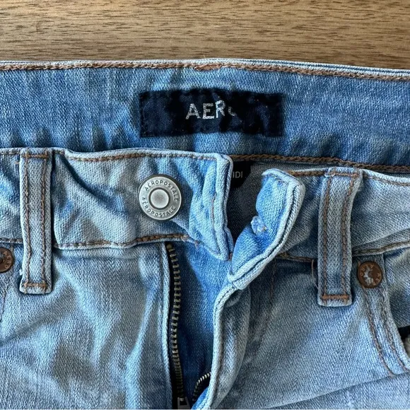 Distressed Low Rise Midi Jean Shorts w/Cuffed Hems