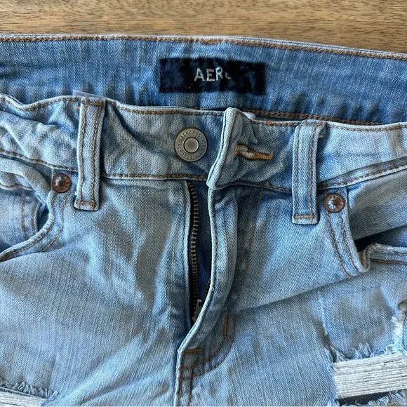 Distressed Low Rise Midi Jean Shorts w/Cuffed Hems
