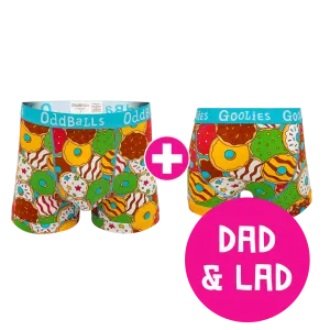 Donuts Dad & Lad Bundle - Mens Boxer Shorts & Kids Boxer Shorts Bundle