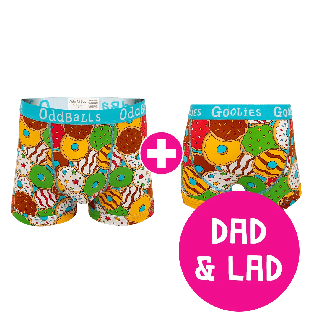 Donuts Dad & Lad Bundle - Mens Boxer Shorts & Kids Boxer Shorts Bundle