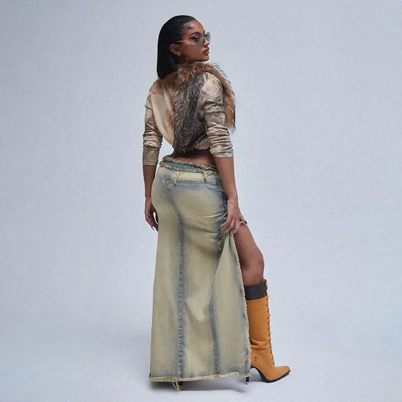 Double Trouble Layered Denim Skirt