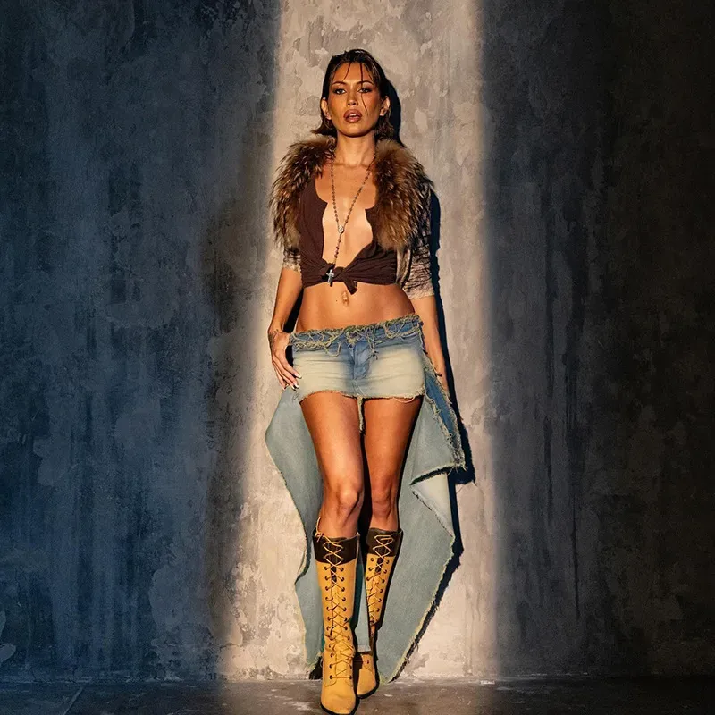 Double Trouble Layered Denim Skirt