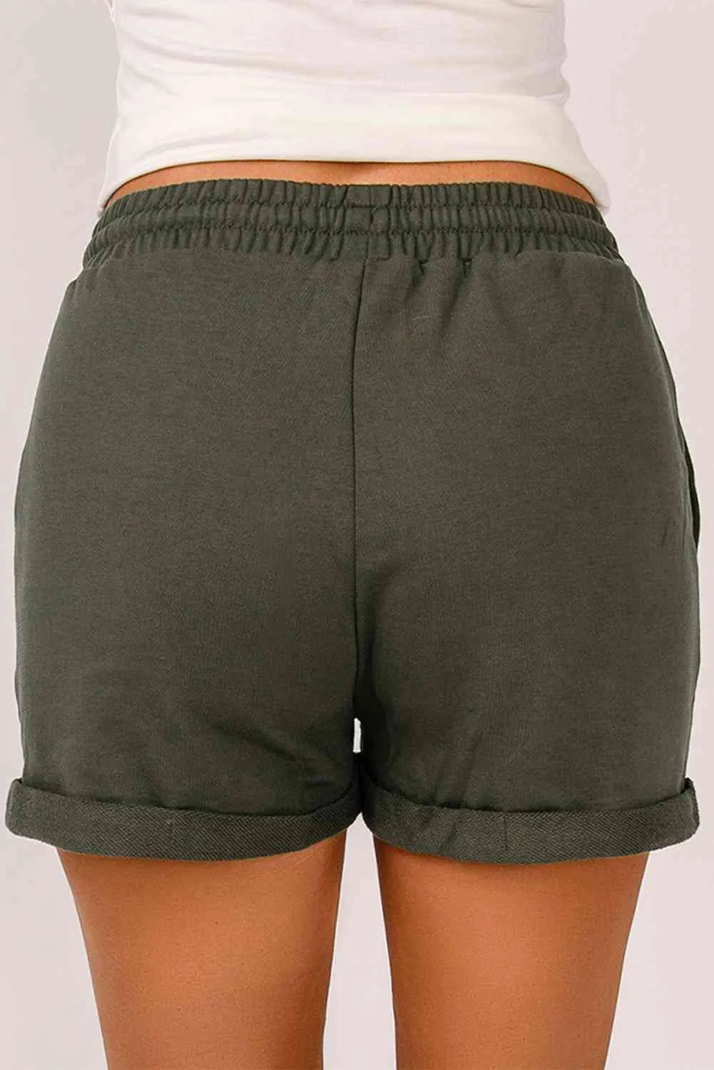 Drawstring Waist Cuffed Shorts