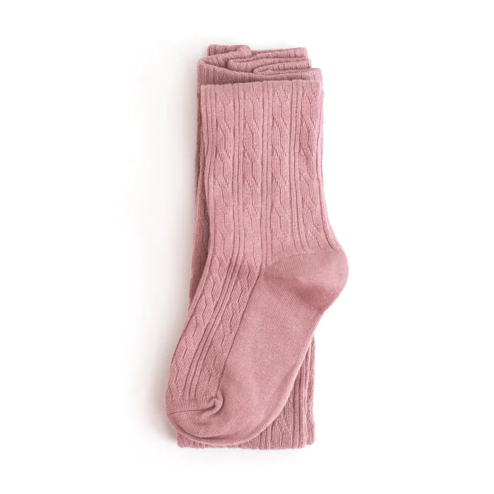 Dusty Rose Cable Knit Tights