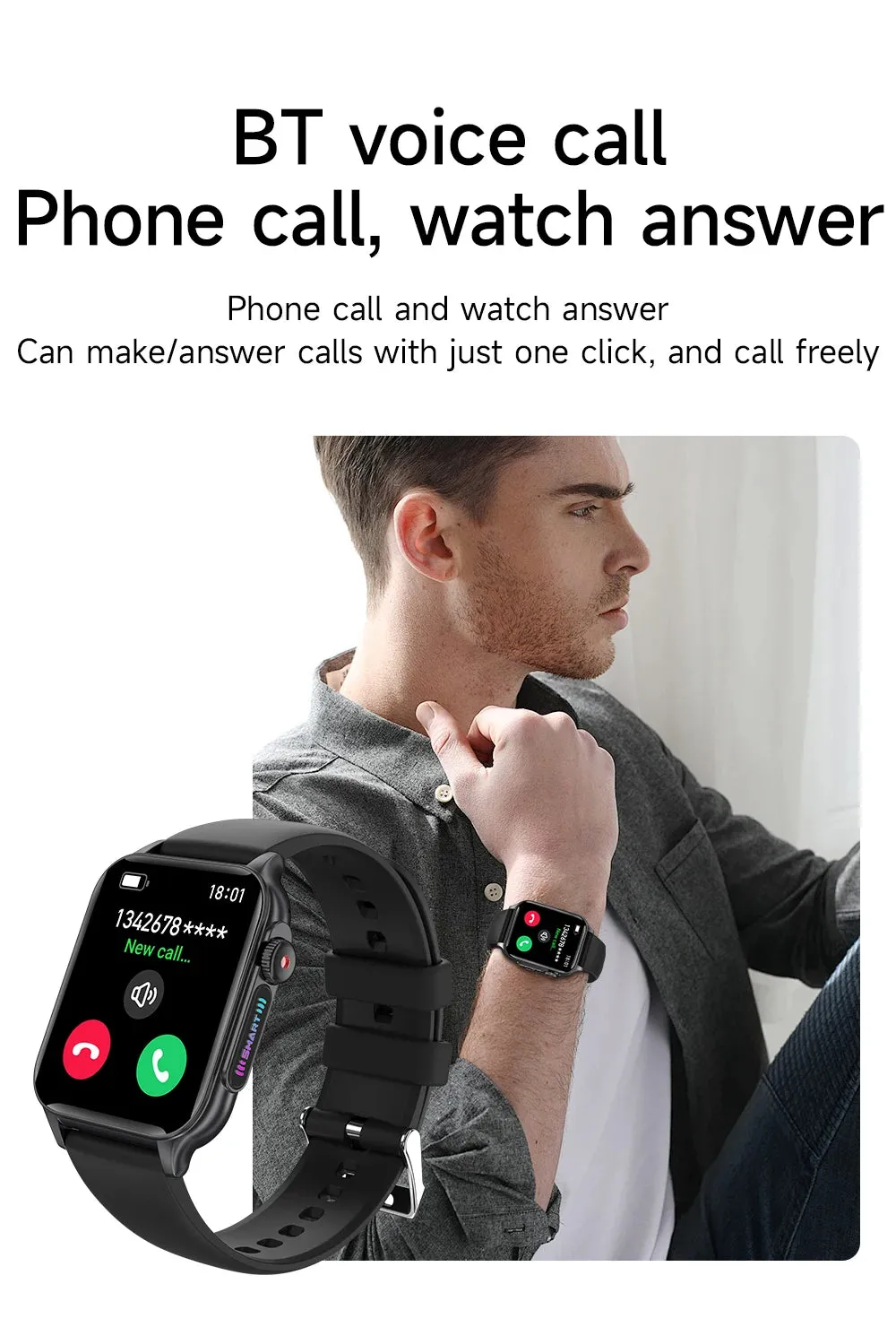 EFFEOKKI 1.96" HD Display Smart Fitness Watch