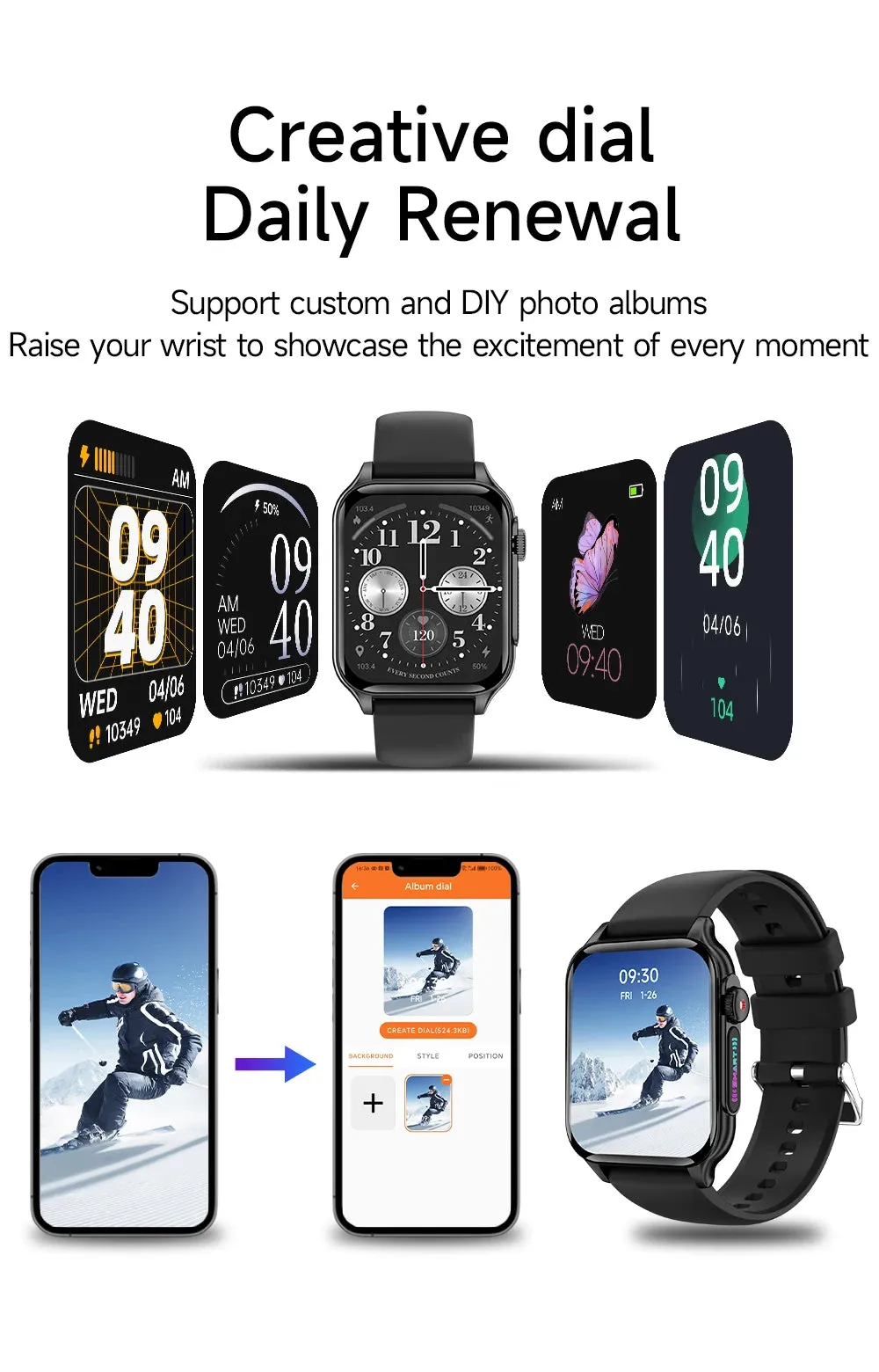 EFFEOKKI 1.96" HD Display Smart Fitness Watch