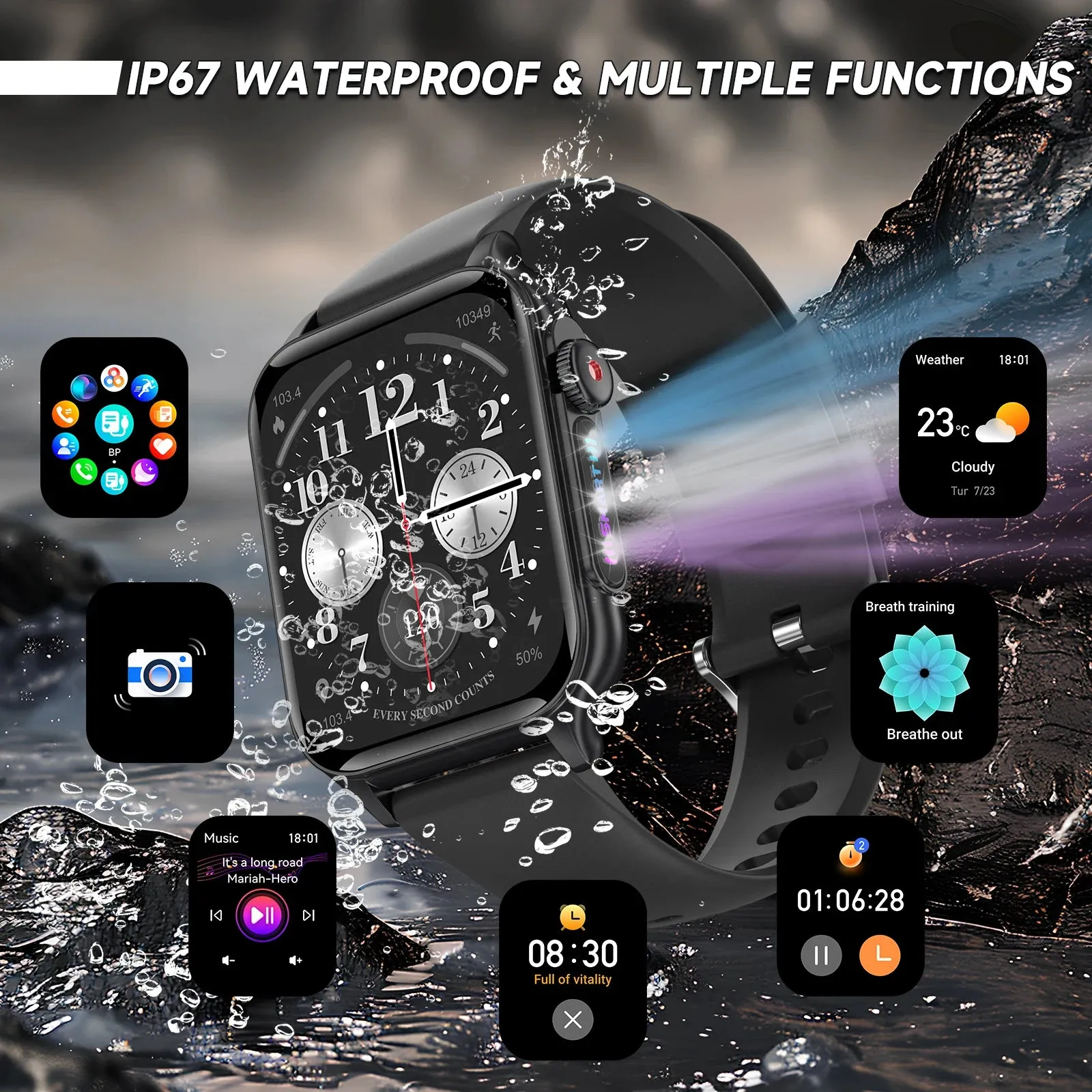 EFFEOKKI 1.96" HD Display Smart Fitness Watch