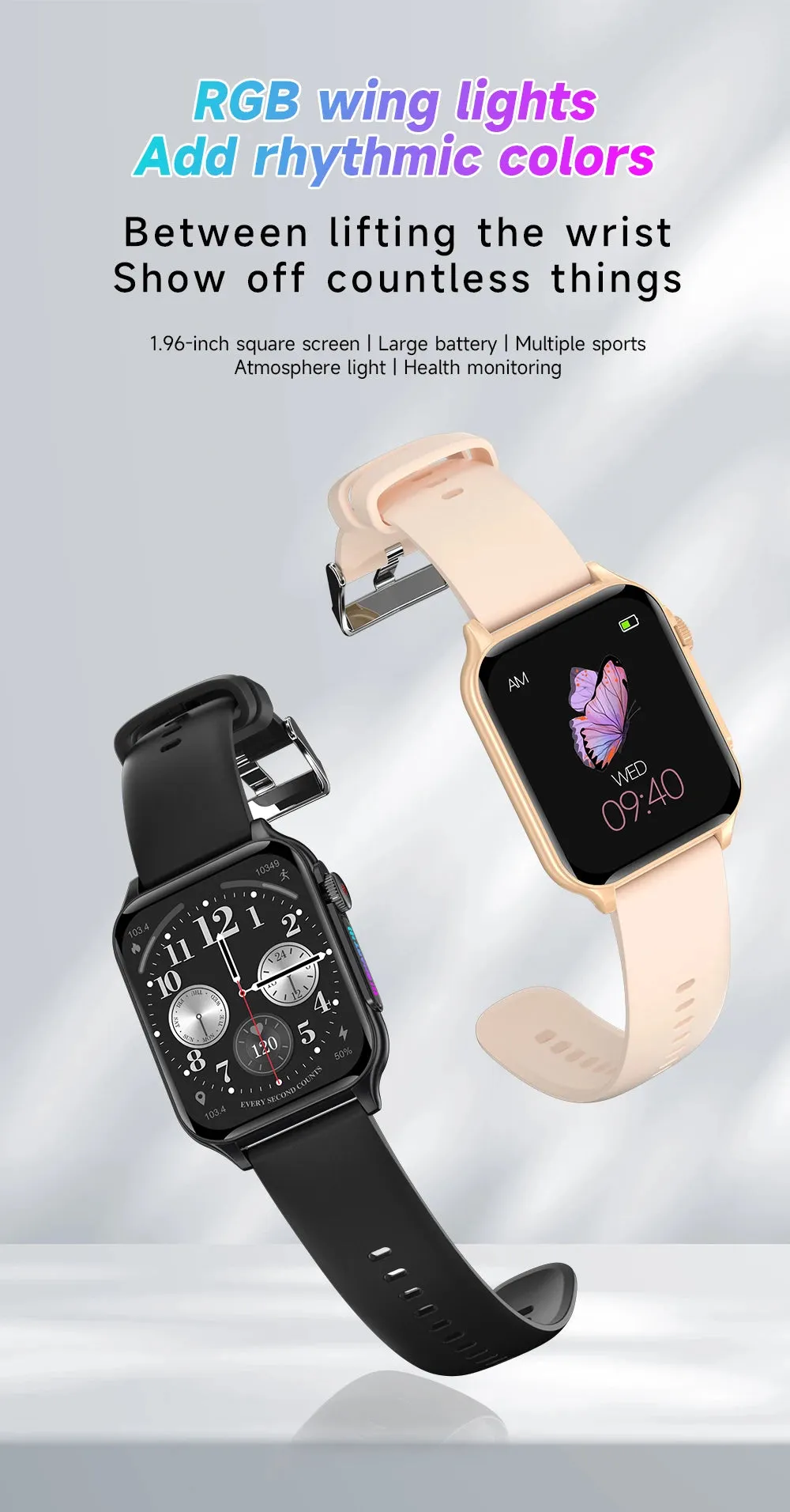 EFFEOKKI 1.96" HD Display Smart Fitness Watch