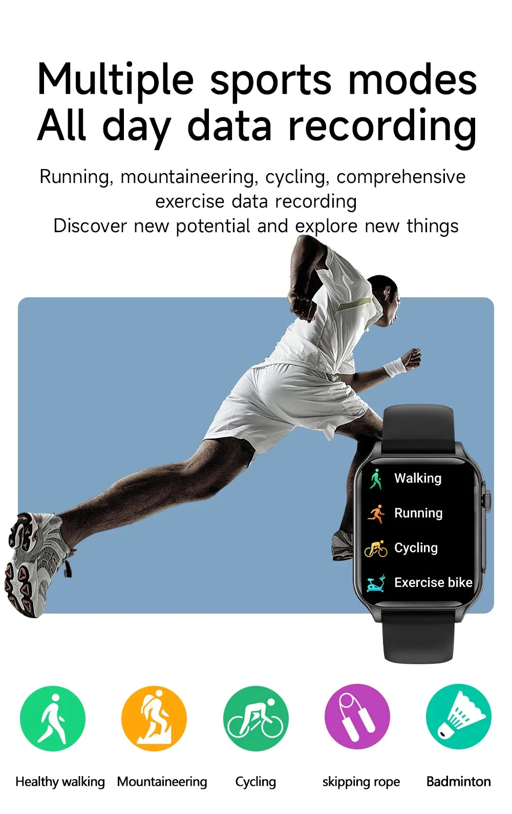 EFFEOKKI 1.96" HD Display Smart Fitness Watch