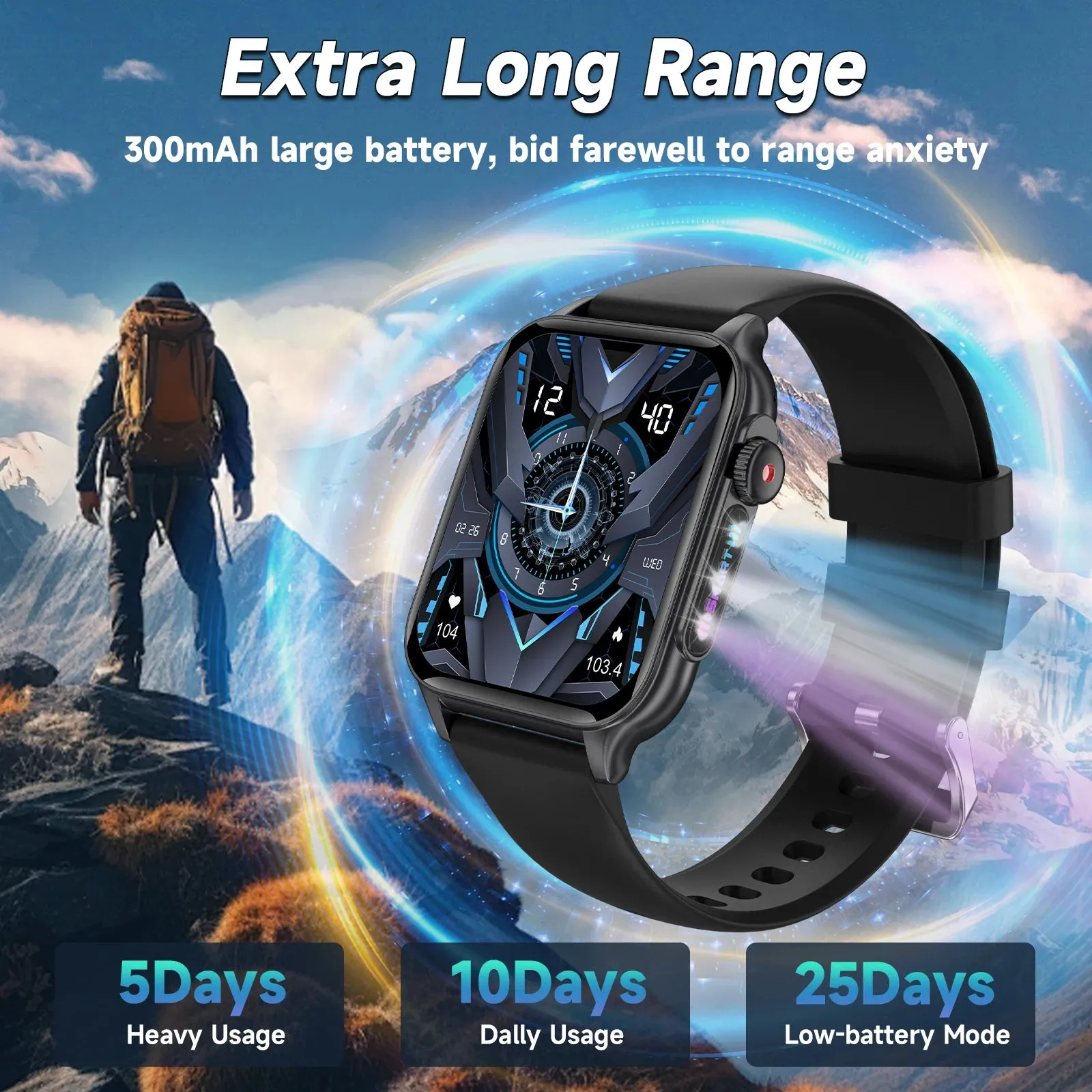 EFFEOKKI 1.96" HD Display Smart Fitness Watch