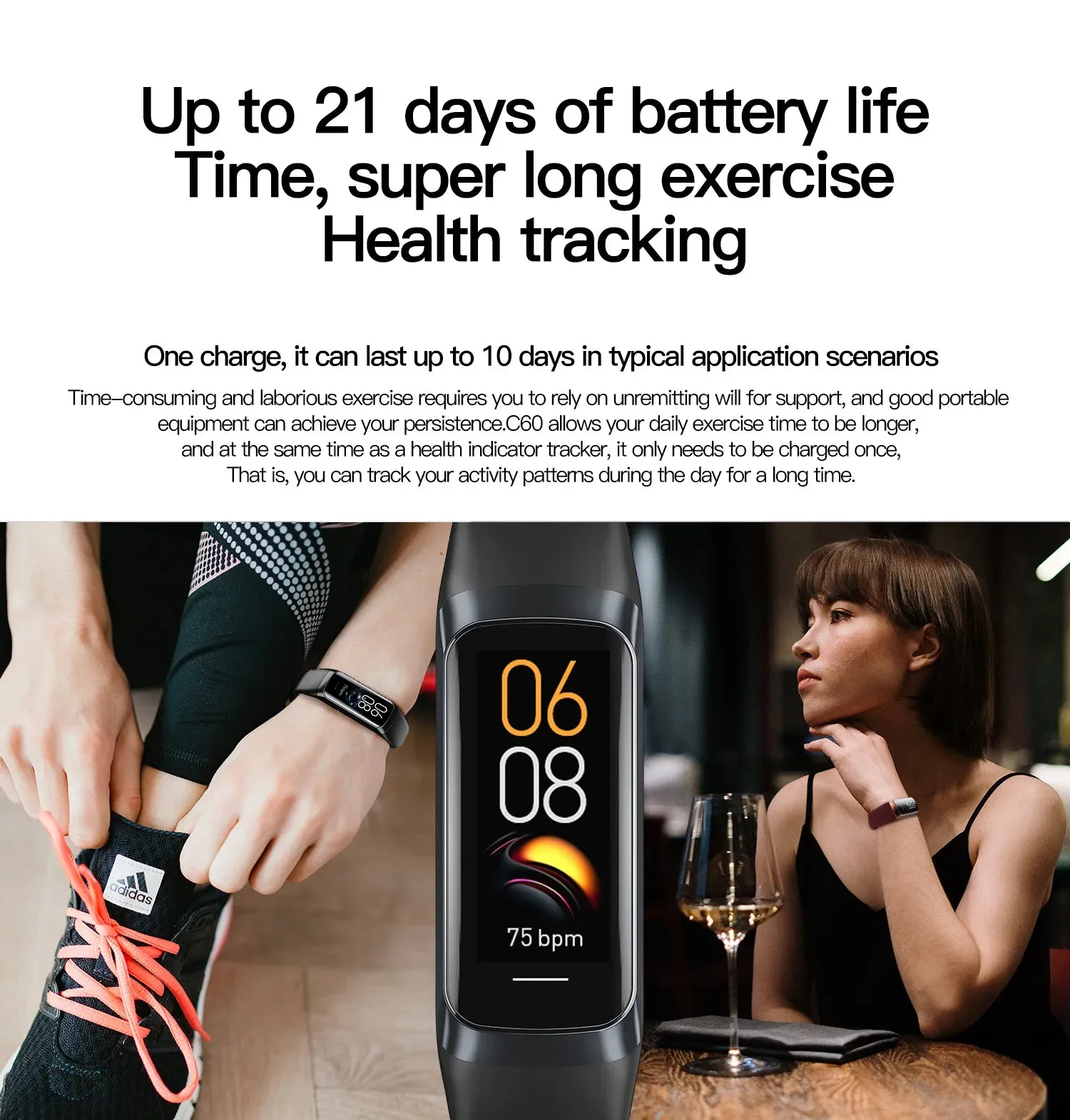 EFFEOKKI C60 1.10" AMOLED Smart Fitness Band