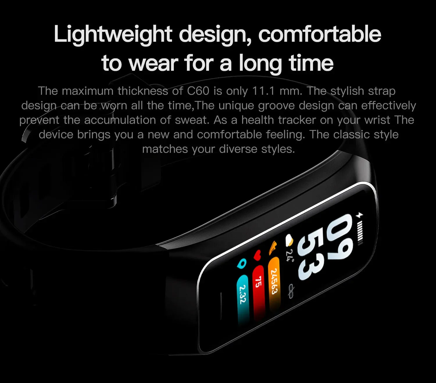 EFFEOKKI C60 1.10" AMOLED Smart Fitness Band