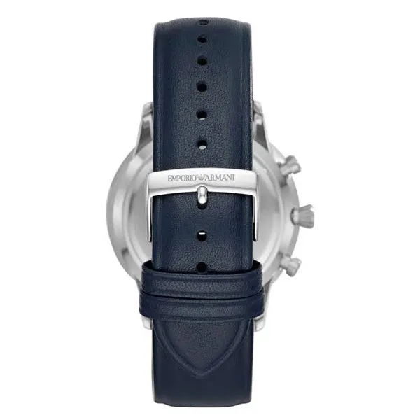 EMPORIO ARMANI Giovanni Blue Leather Strap Blue Dial Chronograph Quartz Watch for Gents - AR11226