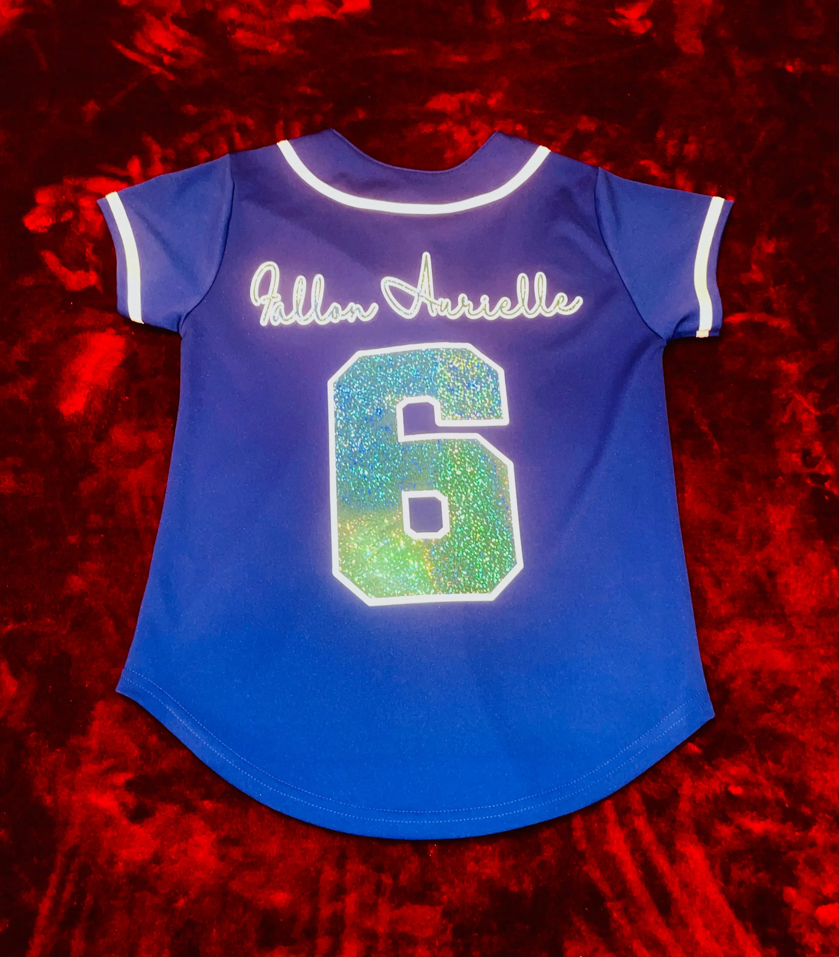 F.A. & Fallon Aurielle 6 Unisex Signature Baseball Jersey (Royal Blue, Aqua Blue & White)