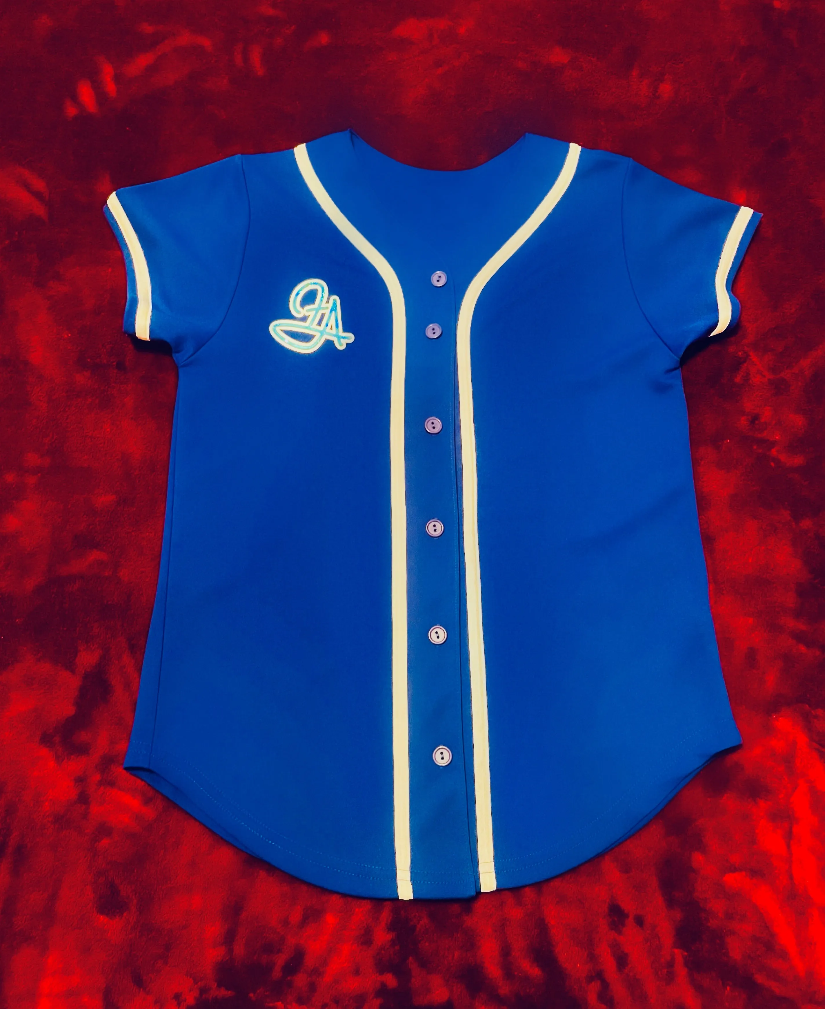F.A. & Fallon Aurielle 6 Unisex Signature Baseball Jersey (Royal Blue, Aqua Blue & White)