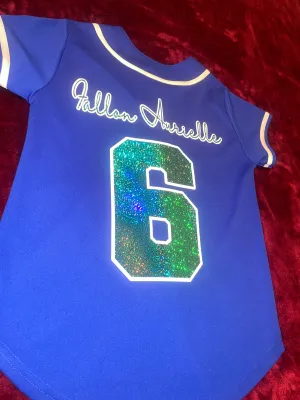F.A. & Fallon Aurielle 6 Unisex Signature Baseball Jersey (Royal Blue, Aqua Blue & White)