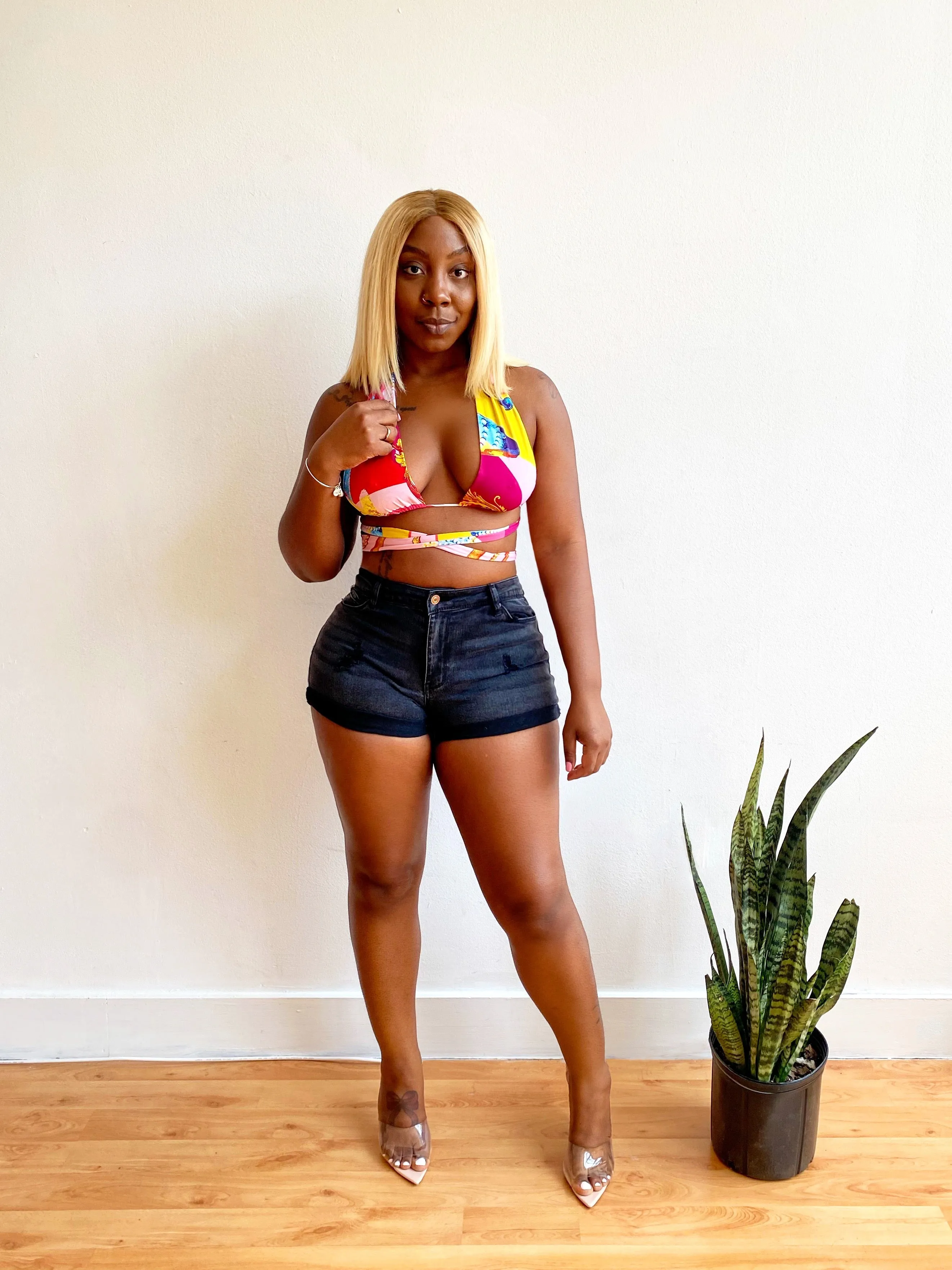 Faded Black Denim Shorts
