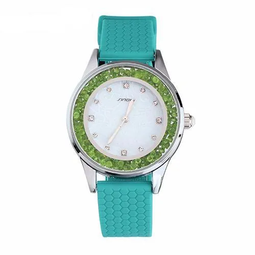 Fashion Women's Diamonds Silicone Band Watches - White,Pink,Mint Green,Purple,Light Pink
