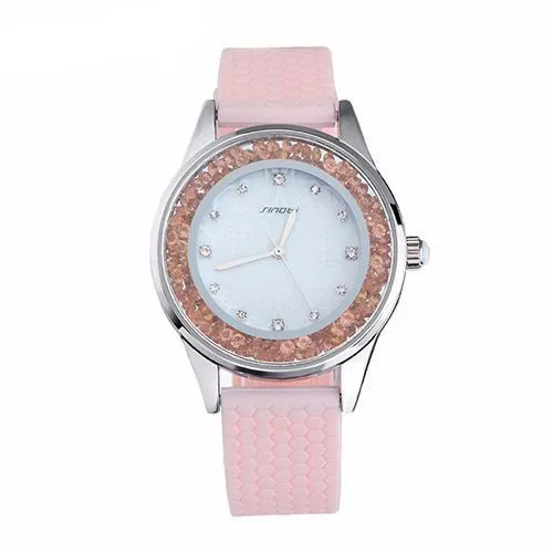 Fashion Women's Diamonds Silicone Band Watches - White,Pink,Mint Green,Purple,Light Pink