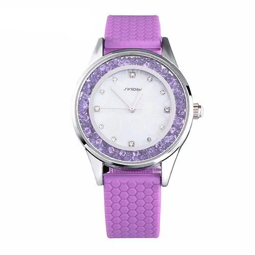 Fashion Women's Diamonds Silicone Band Watches - White,Pink,Mint Green,Purple,Light Pink