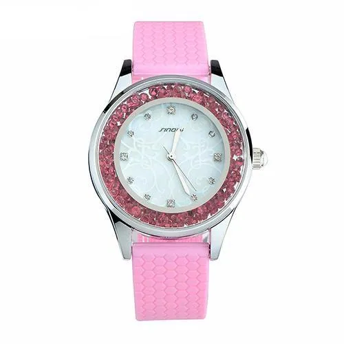 Fashion Women's Diamonds Silicone Band Watches - White,Pink,Mint Green,Purple,Light Pink