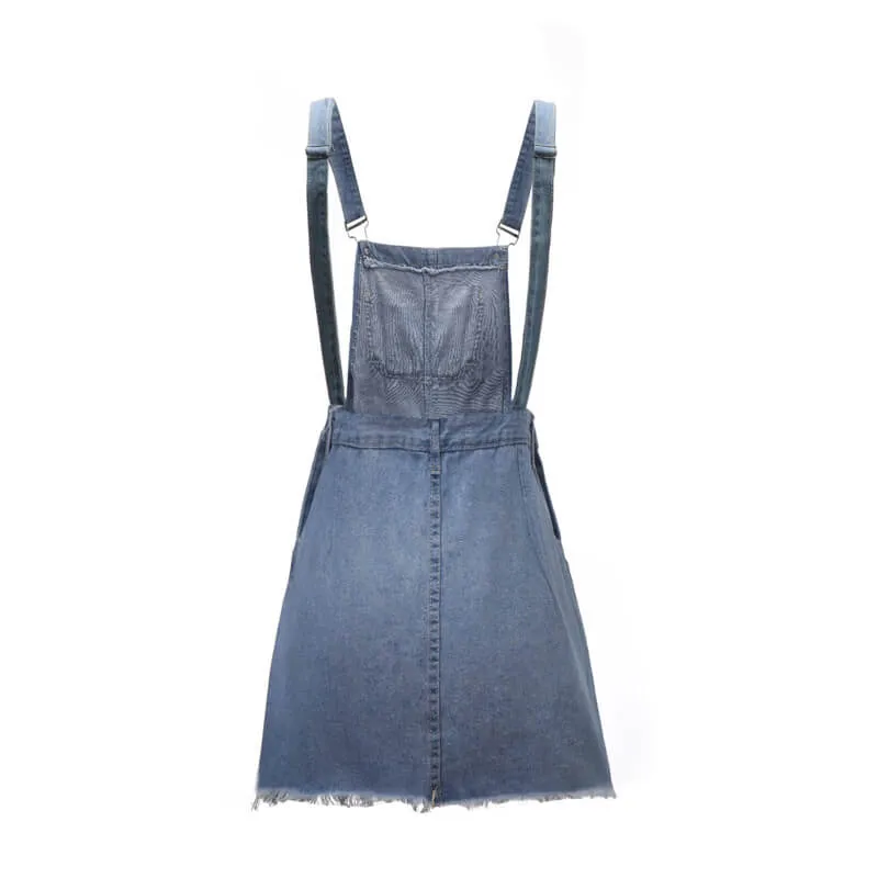 Fashion Women's Slim Fit Adjustable Short Skirt With Denim Straps