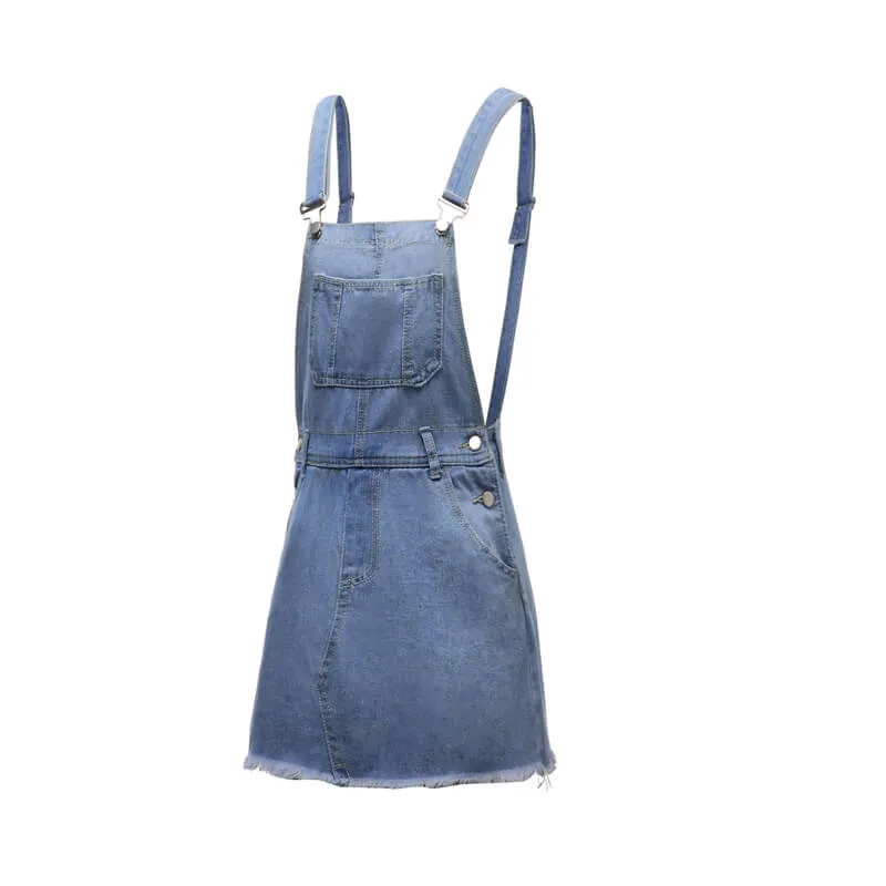 Fashion Women's Slim Fit Adjustable Short Skirt With Denim Straps