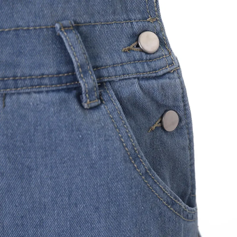 Fashion Women's Slim Fit Adjustable Short Skirt With Denim Straps