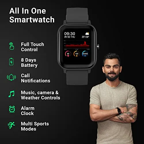 Fire-Boltt SpO2 Full Touch 1.4 inch Smart Watch 400 Nits Peak Brightness Metal Body 8 Days Battery Life with 24*7 Heart Rate monitoring IPX7 with Blood Oxygen, Fitness, Sports & Sleep Tracking (Black)