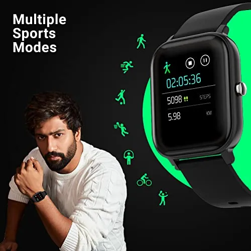 Fire-Boltt SpO2 Full Touch 1.4 inch Smart Watch 400 Nits Peak Brightness Metal Body 8 Days Battery Life with 24*7 Heart Rate monitoring IPX7 with Blood Oxygen, Fitness, Sports & Sleep Tracking (Black)