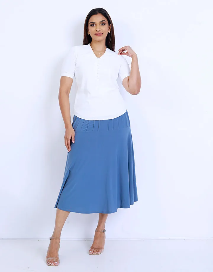 Flared Pleated Midi Skirt